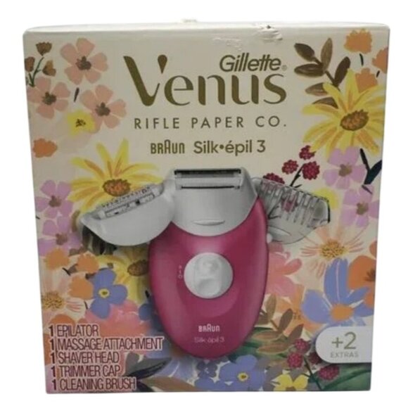 Gillette Venus Rifle Paper Co Braun Silk Epil 3 Electric Razer & Attachments - Picture 1 of 5